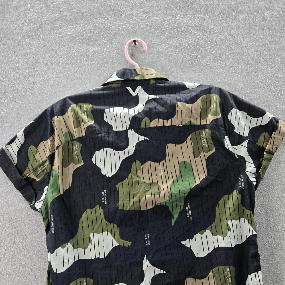 Scotch & Soda Men Button Up M Shirt Green Camouflage Gorpcore‎ Short Sleeve